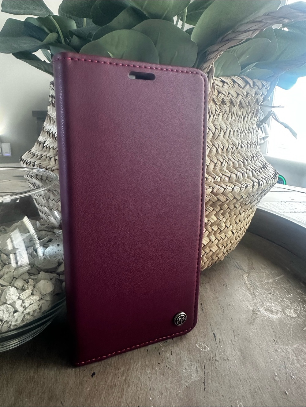 iPhone 14 Pro Max Wallet Case Folio Magnetic Leather Flip Cover NEW Burgundy Red